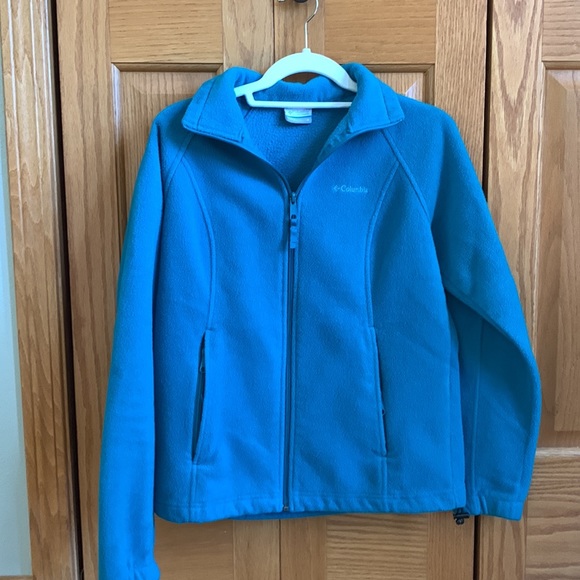 Teal green Columbia fleece sweatshirt jacket - Picture 3 of 7